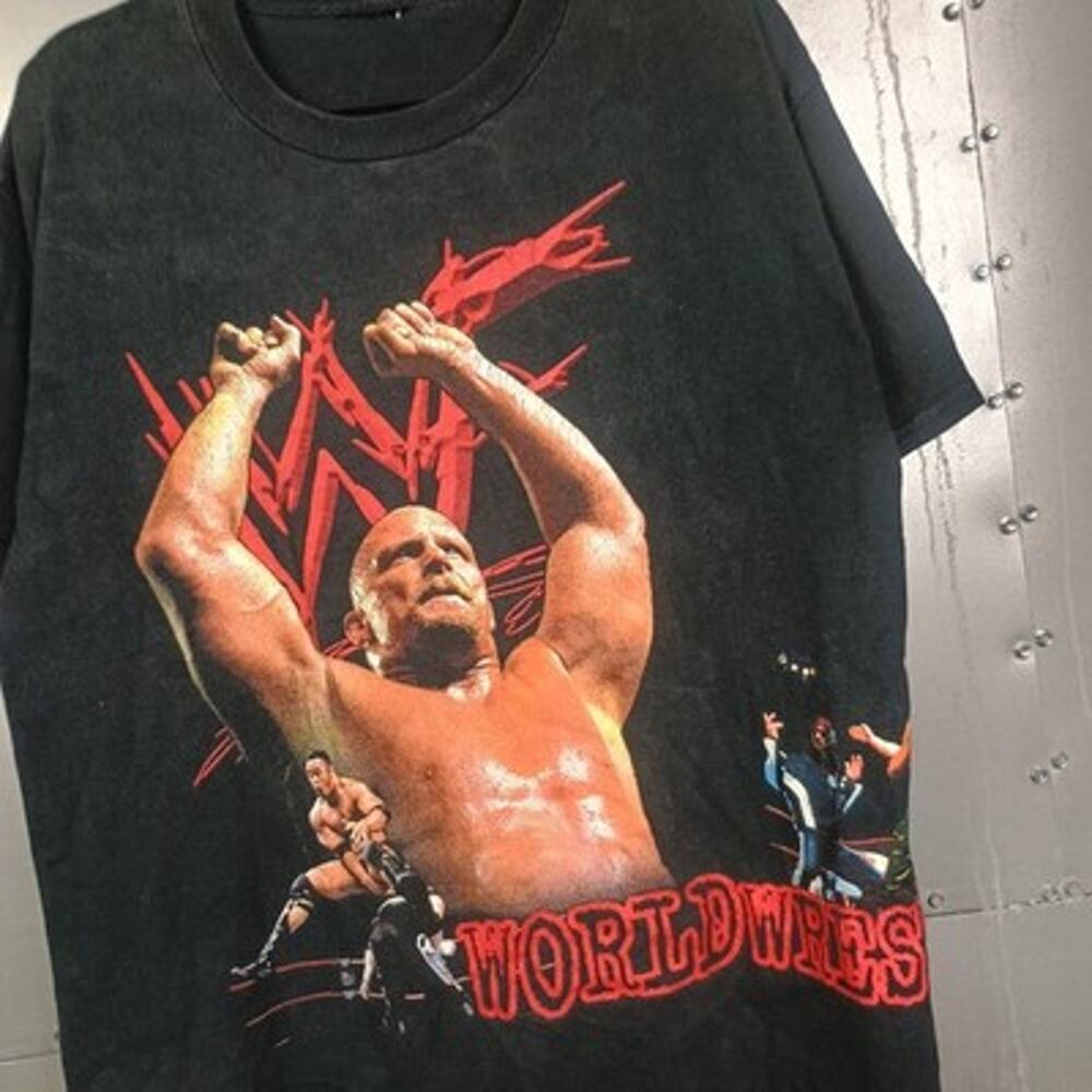 Stone Cold Steve Austin Vintage 90s Wrap Around AOP Shirt Large DX Kane WWF WWE